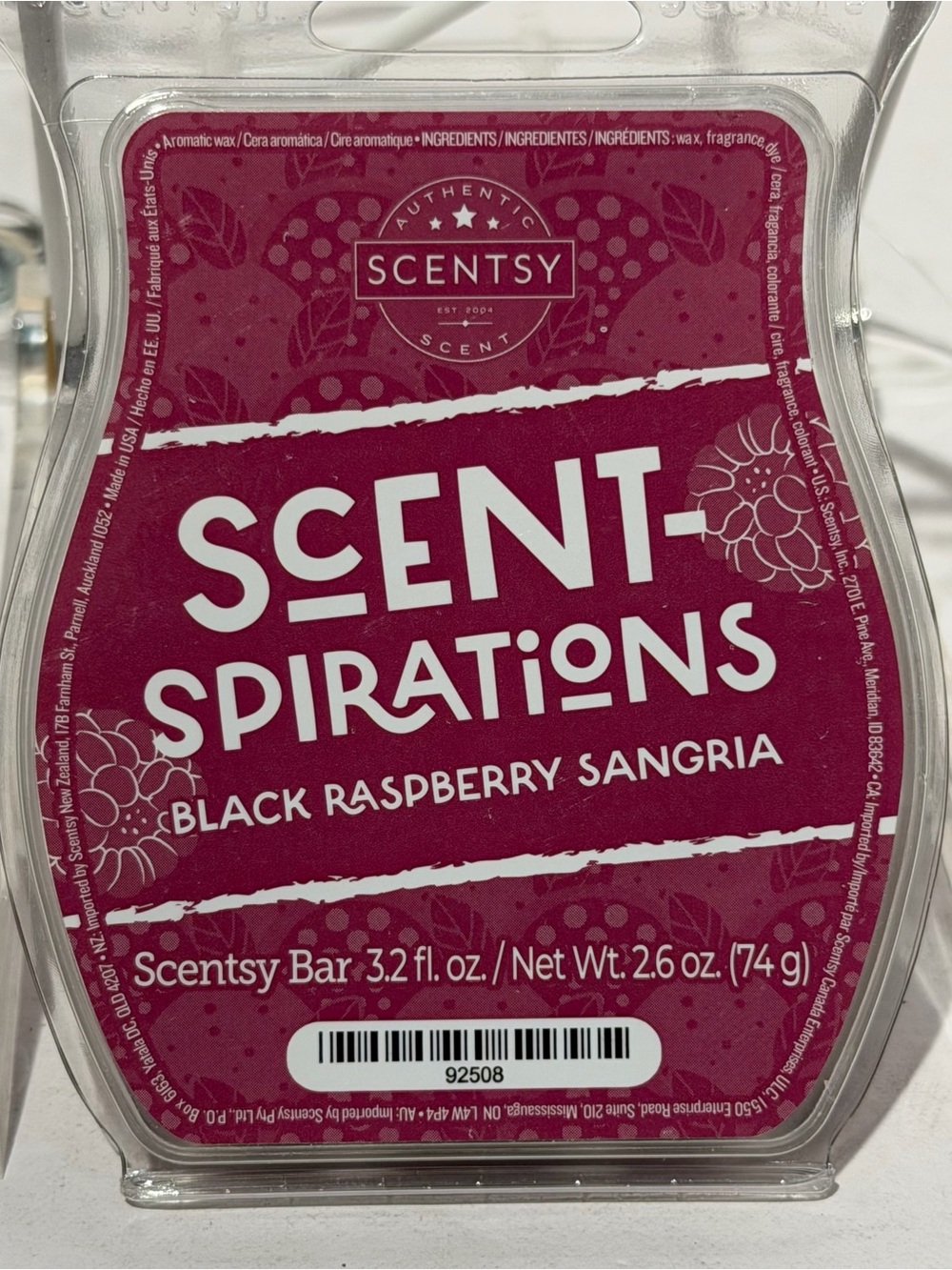 Scentsy Black Raspberry Sangria Wax Bar - Deep Magenta